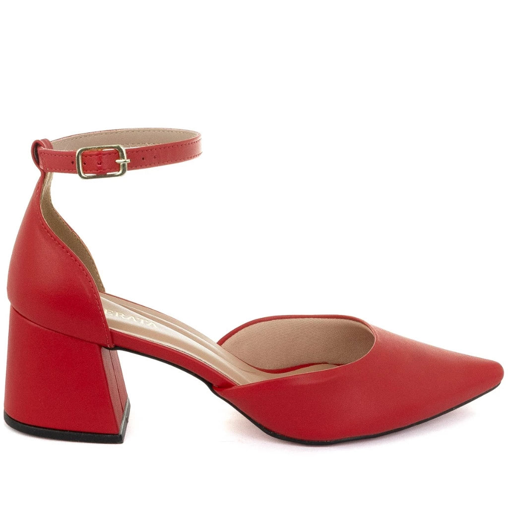 Scarpin Salto Bloco Médio Geometrico Moda Luxo