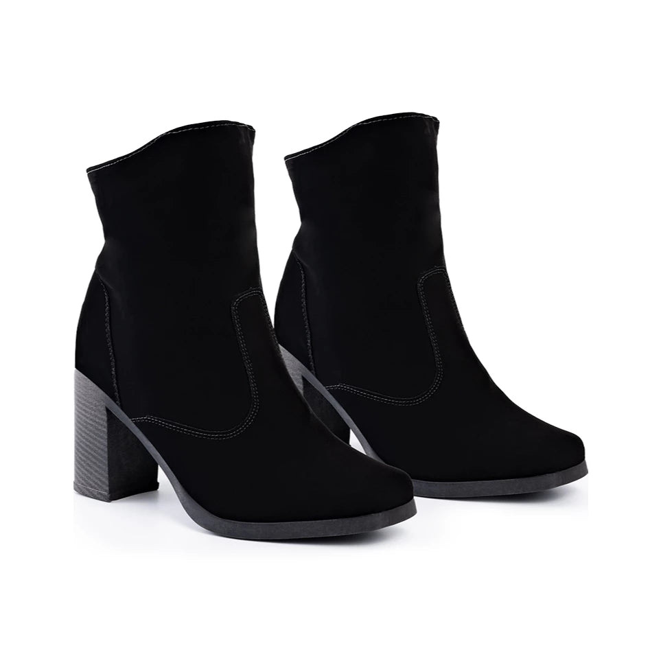 Bota Vidacy Cano Curto Zíper Blogueira
