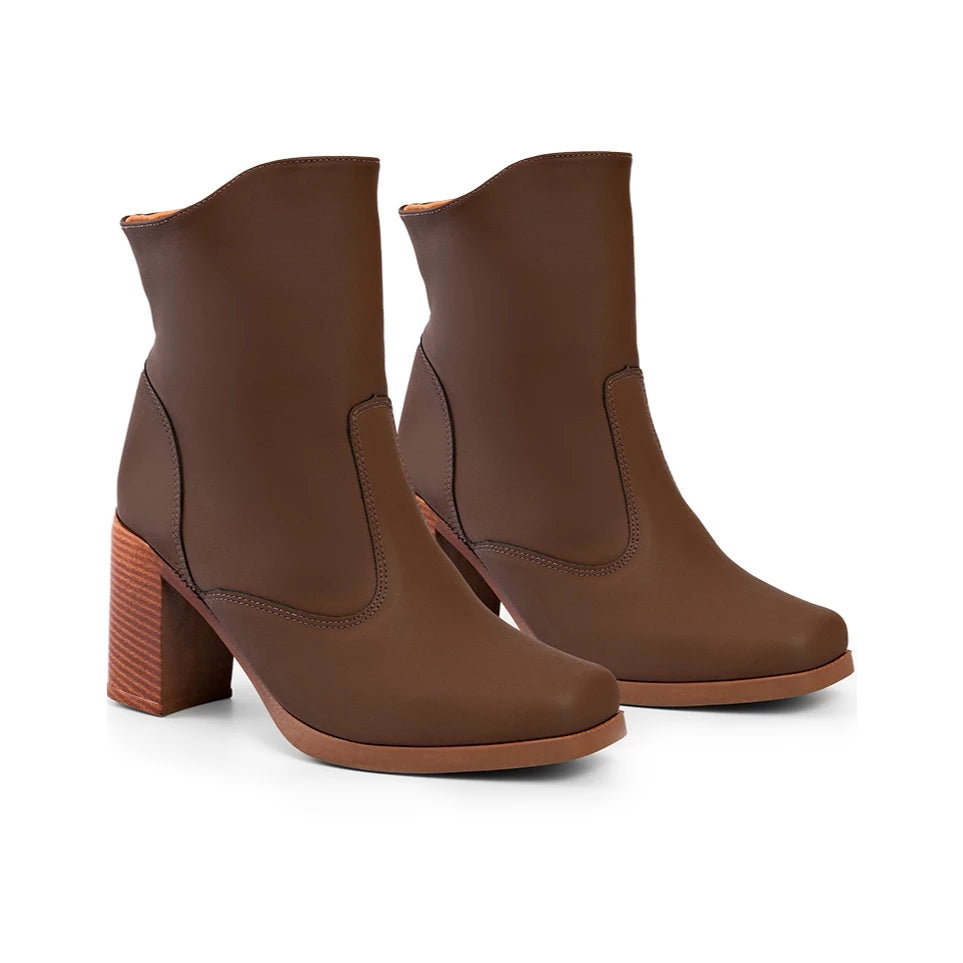 Bota Vidacy Cano Curto Zíper Blogueira