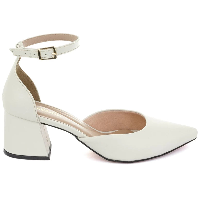 Scarpin Salto Bloco Médio Geometrico Moda Luxo
