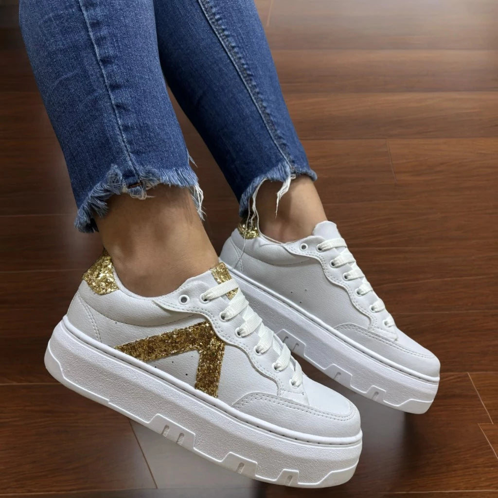 Tênis Feminino Glitter Branco Neutro Original