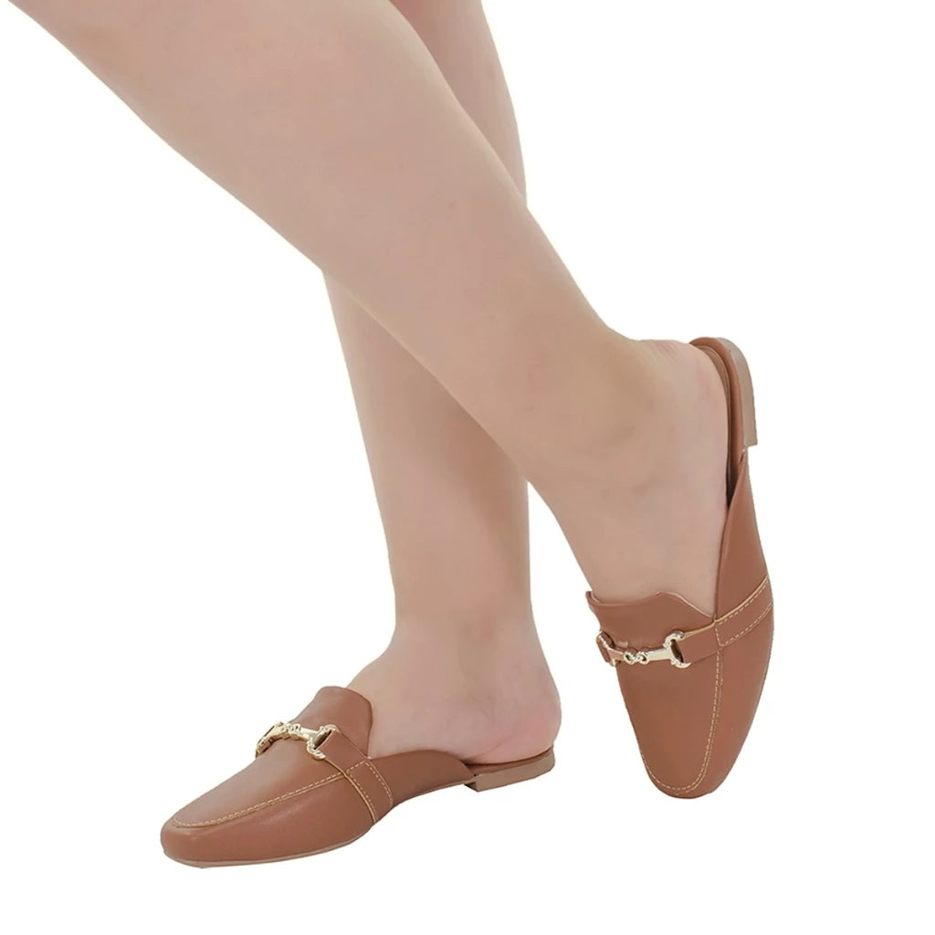 Sapato Mocassim Bico Quadrado Rasteira Casual