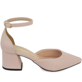 Scarpin Salto Bloco Médio Geometrico Moda Luxo 