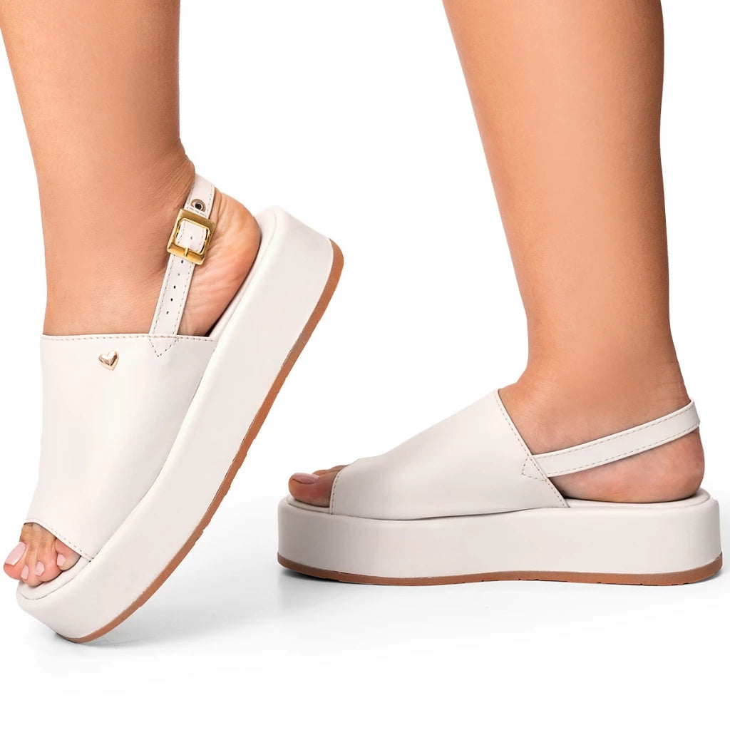 Sandália Vidacy Cashal Confort Flatform Off White 