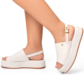 Sandália Vidacy Cashal Confort Flatform Off White 
