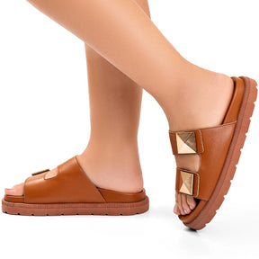 Sandália Vidacy Casual Confortável Caramelo 