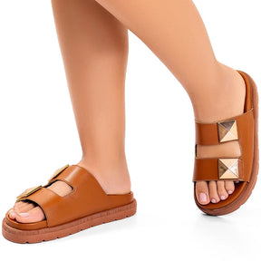 Sandália Vidacy Casual Confortável Caramelo 