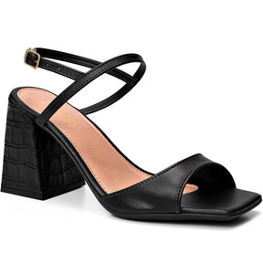 Sandália Vidacy Bico Quadrado Fibela Croco 
