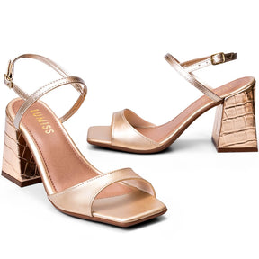 Sandália Vidacy Bico Quadrado Fibela Croco 