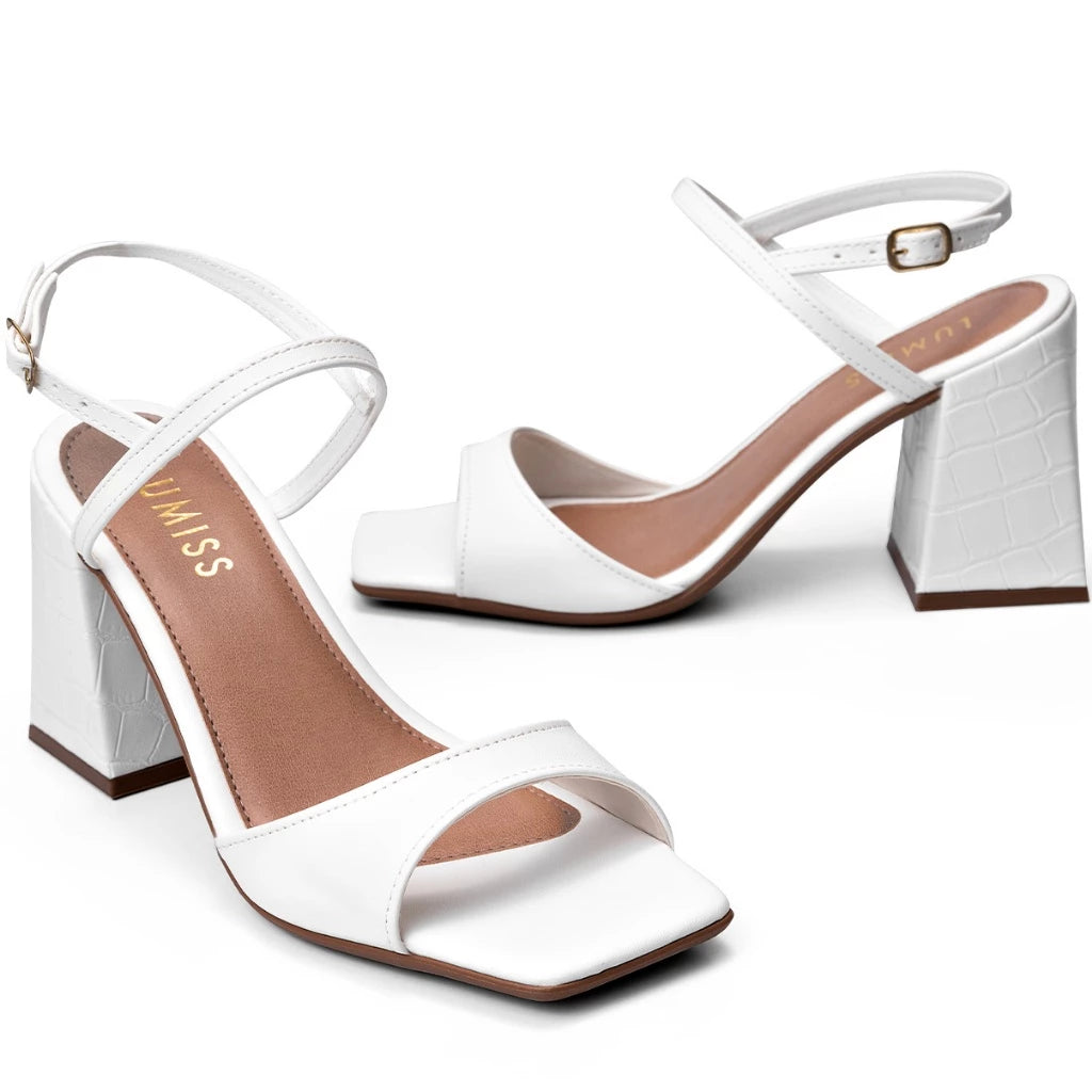 Sandália Vidacy Bico Quadrado Fibela Croco 