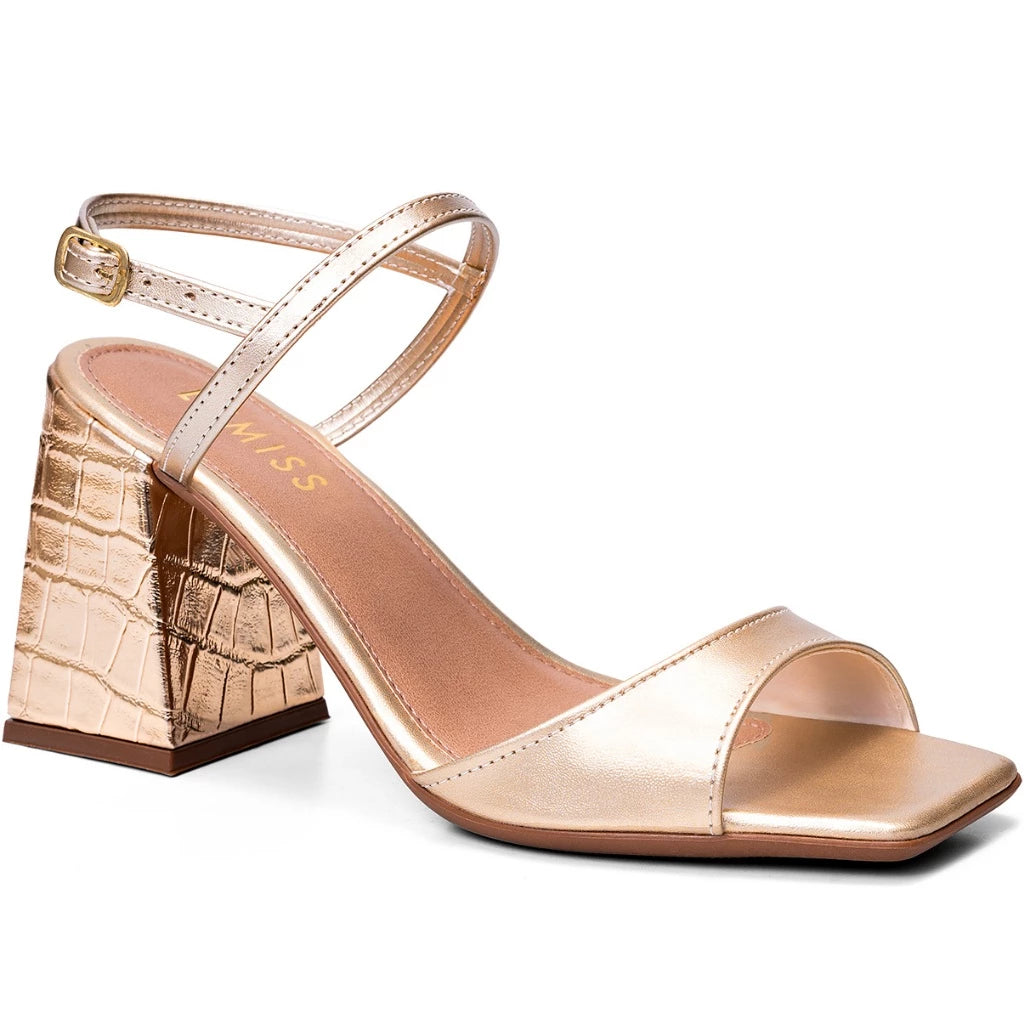 Sandália Vidacy Bico Quadrado Fibela Croco 