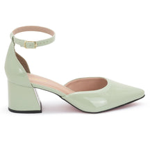 Scarpin Salto Bloco Médio Geometrico Moda Luxo 