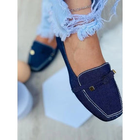 Mocassim Social Laço Moda Casual Sola Macia Jeans 