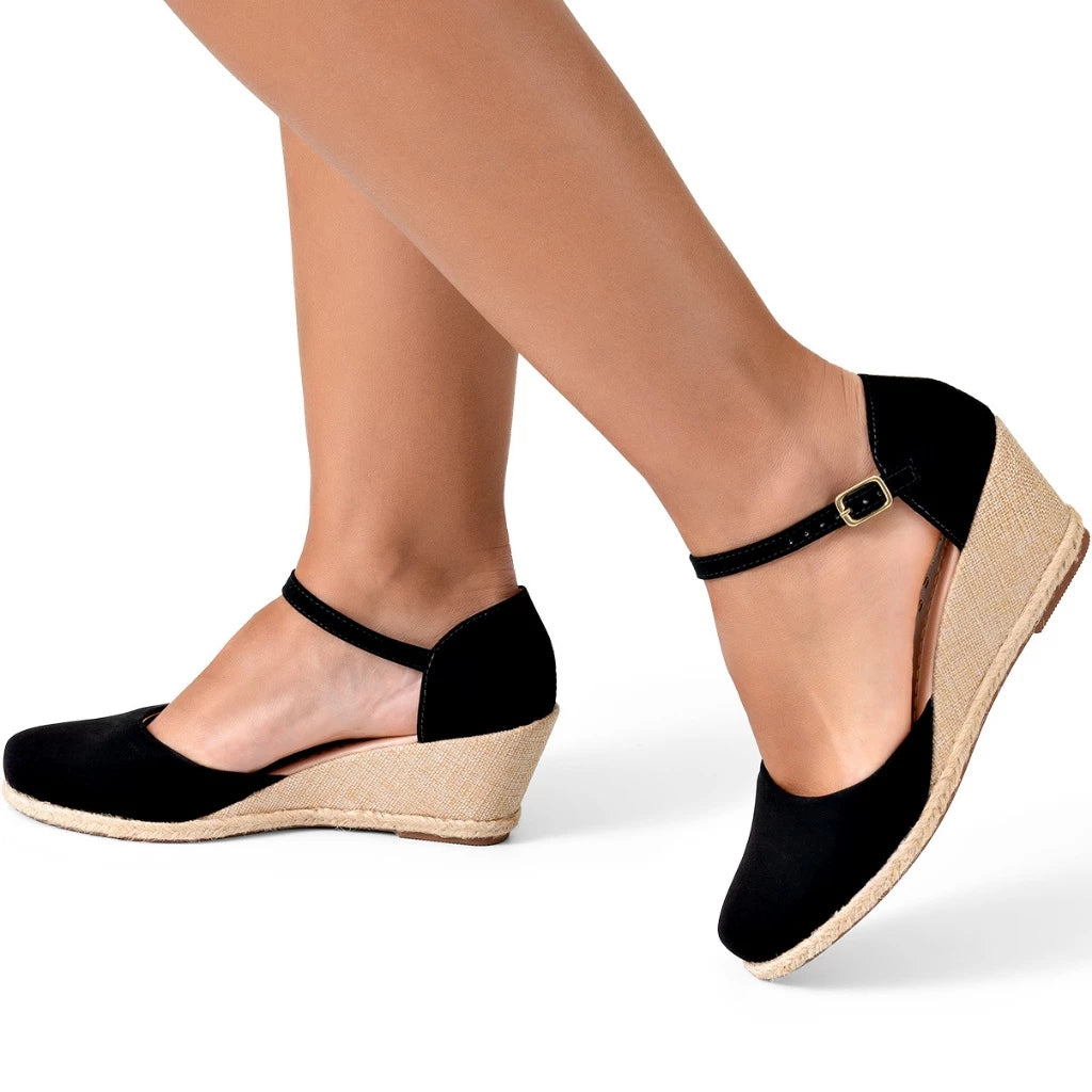 Sandália Anabela Espadrille Corda Salto Médio 