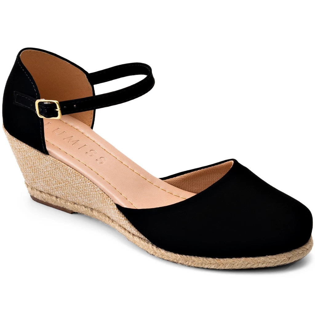 Sandália Anabela Espadrille Corda Salto Médio 