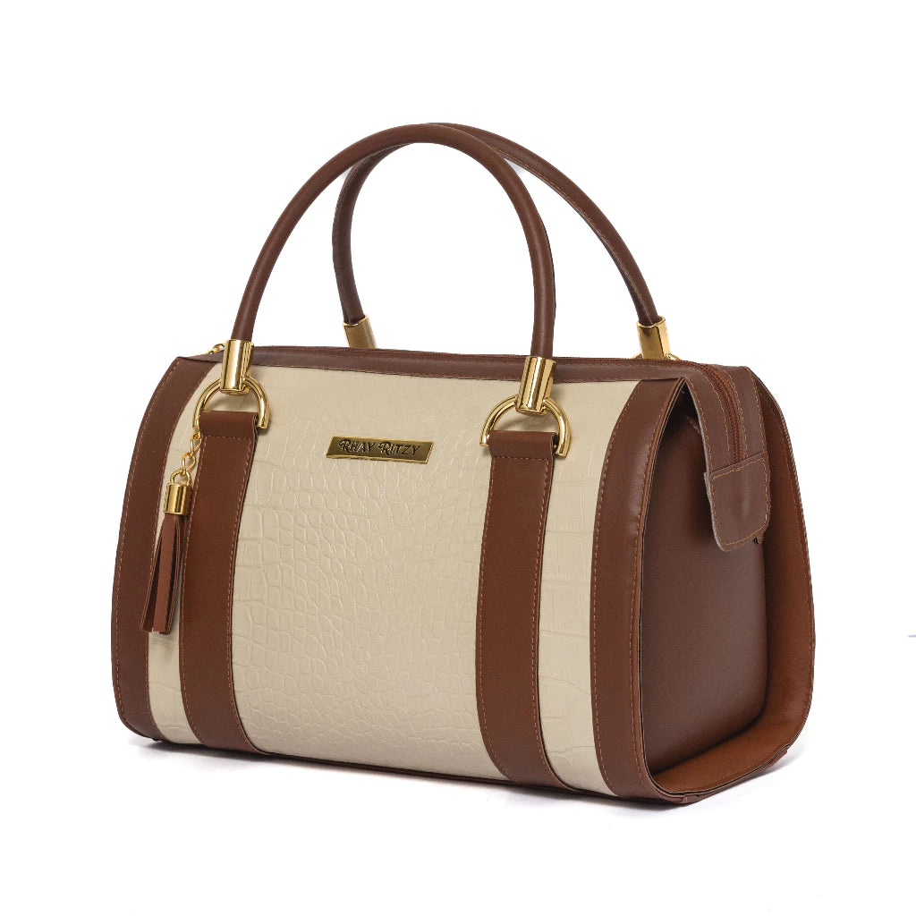 Bolsa Baú Bicolor De mão E alça Para Ombro 