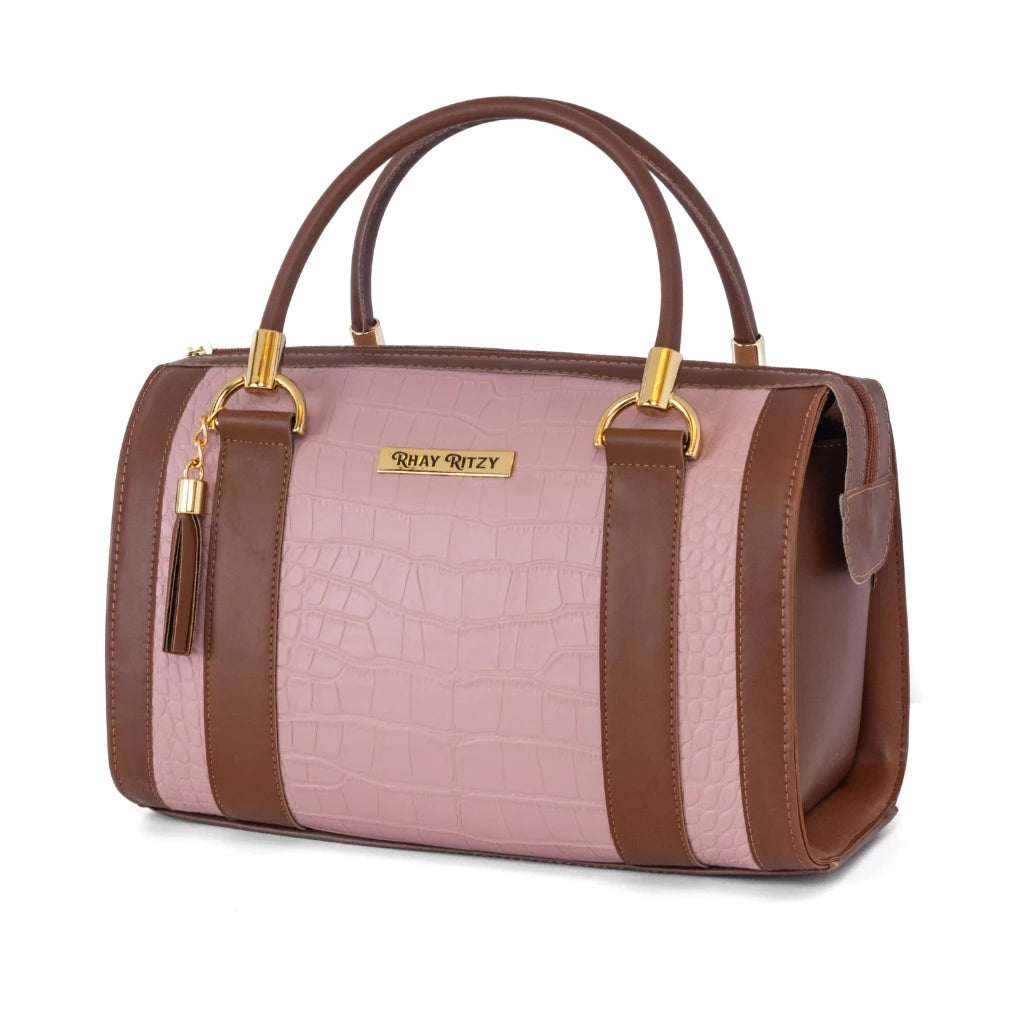 Bolsa Baú Bicolor De mão E alça Para Ombro 