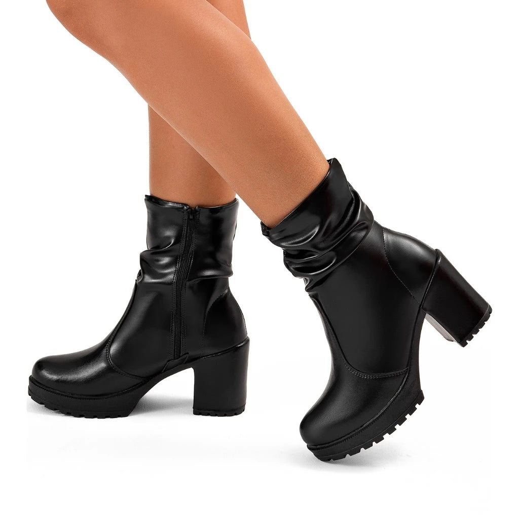 Bota Vidacy Cano Curto Enrugada